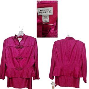 Adrianna Papell Silk Jacket Dress Set 14 Barbie Pink Breast Cancer Awareness